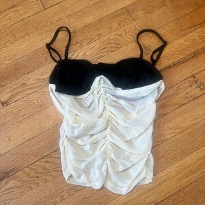 Chic Black and White Ruched Tank Top